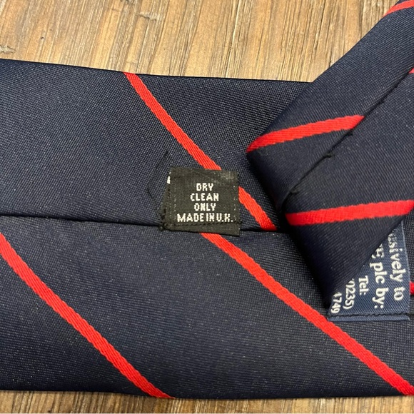 Vintage Rare Men Navy Blue Red Striped Rolls-Royce Neck Tie RR made in UK - Picture 4 of 6